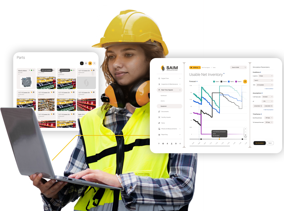 Woman Working with SAIM Parts and Inventory